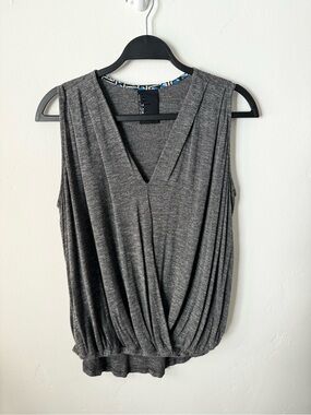 dolan Charcoal Draped V-Neck Sleeveless Tank Top